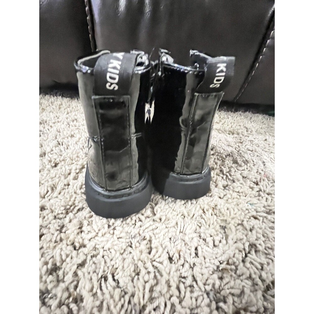 Girls Side Zipper Lace Up Front Boots For Children‎ Combat Boots 12.5 - Picture 9 of 10
